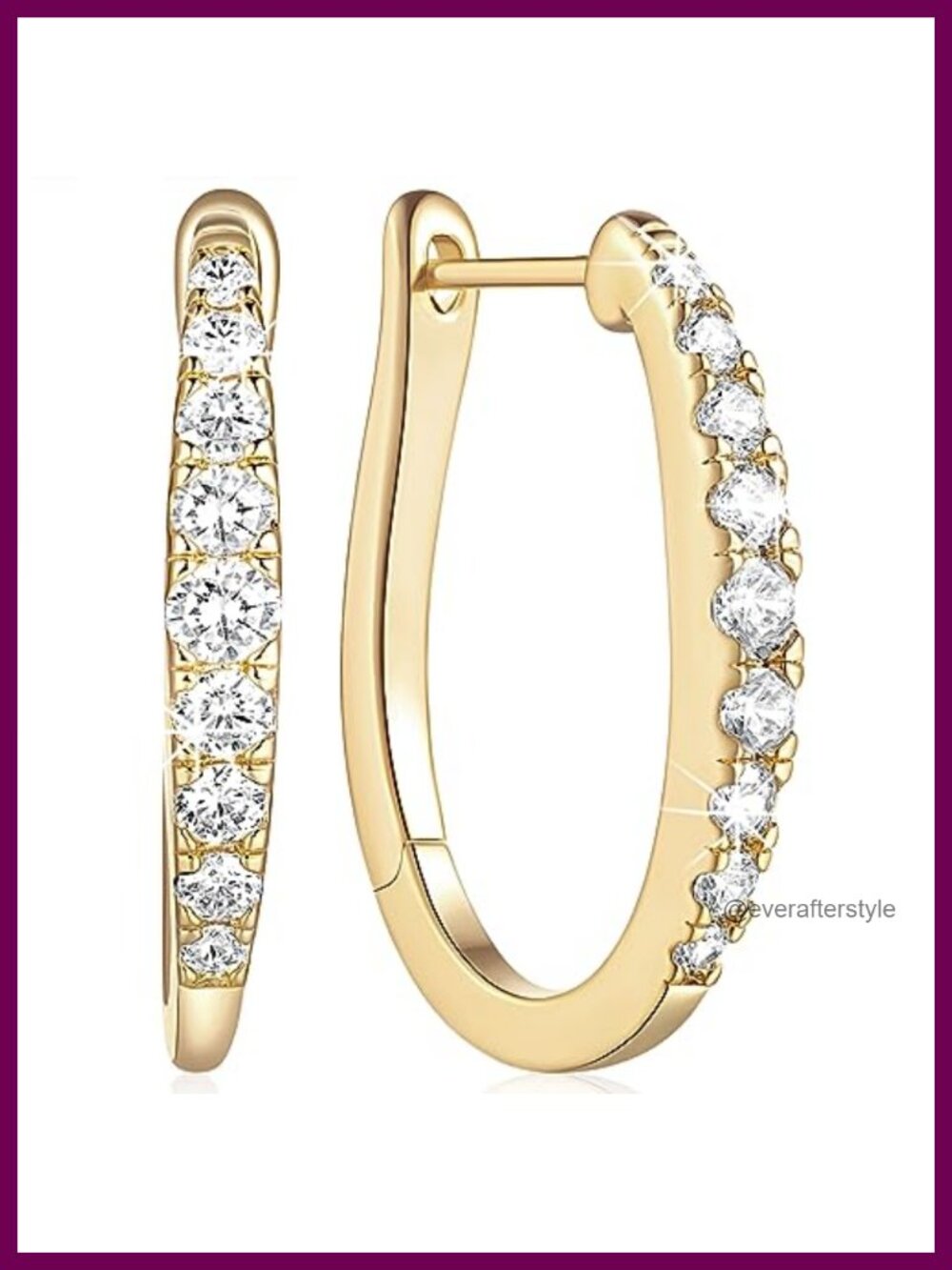 14K Gold Plated Huggie Hoop Earrings for Women with Sparkling CZ - 25MM -